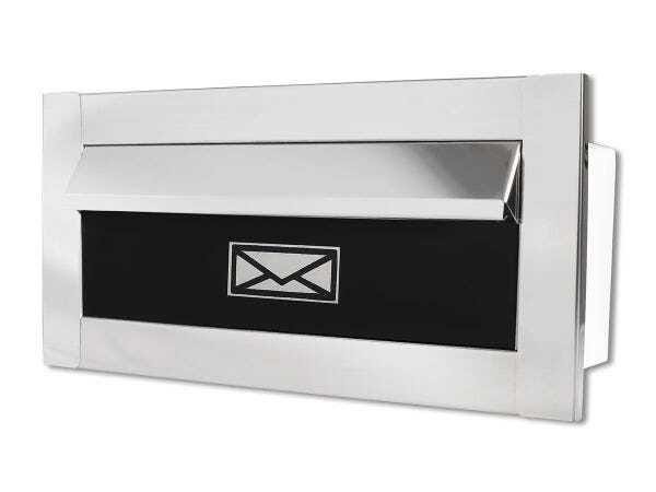Caixa De Correio carta Frente em Inox polido brilhante espelhado com tarja preta - 1