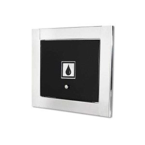 Visor de água preto com moldura em inox polida brilhante espelhada