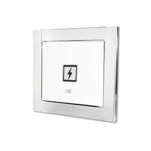 Visor de luz branco com moldura em inox polida brilhante espelhada