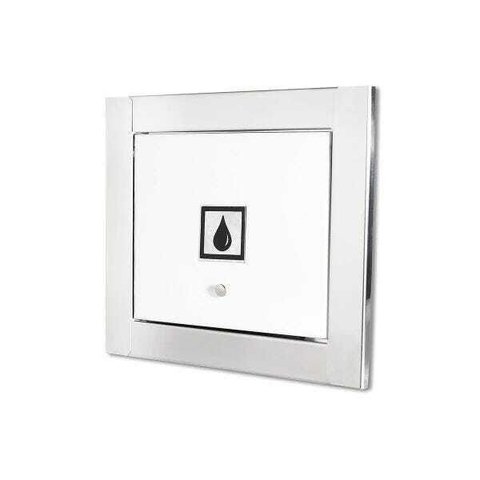 Visor de Água Branco com Moldura em Inox Polida Brilhante Espelhada