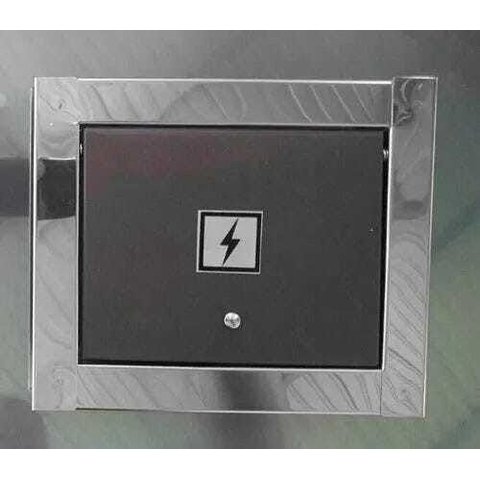 Visor de Luz Marrom com Moldura em Inox Polida Brilhante Espelhada
