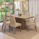 Ver imagem 1 de Conjunto Sala de Jantar Tampo de Madeira 6 Cadeiras Rustic/Crema/Imperial Assis Madesa