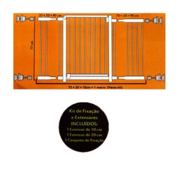 Portão Grade Proteção 70cm + Ext 10cm + Ext 20cm Cão Bebê - 2