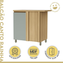 Ver imagem 2 de Balcão Modular de Canto 1 Porta MDF Rainha Marrom/Verde - Nesher