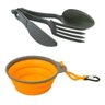 Kit Talheres Camping Polic + Prato Dobrável Silicone Azteq - Verde - 1