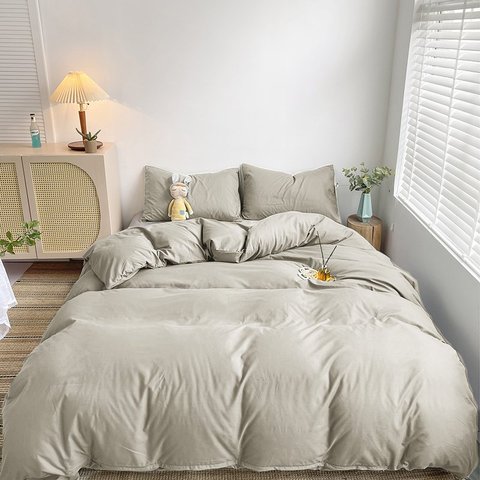 Capa Duvet Percal para Edredom Casal 220x240cm - Bege C/ Zíper + Fronha FASTLAR Capa Duvet Casal