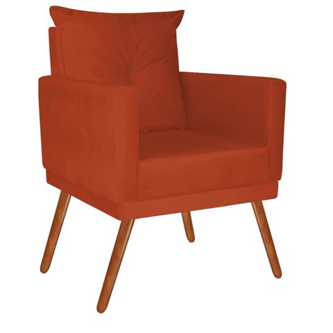 Poltrona Decorativa Nina Plus Suede Laranja