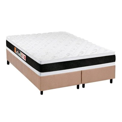 Cama Box Queen: Colchão Espuma D45 Castor Black e White Air Double Face + Base Clean(158x198)