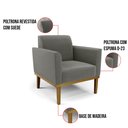 Ver imagem 7 de Kit 2 Poltronas Base de Madeira Fixa Castanho Marisa Suede Grafite - D'Rossi