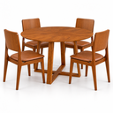 Ver imagem 2 de Mesa Redonda 110cm c/ 4 Cadeiras Lugares Sala Jantar Lara:Corino Marrom