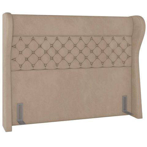 Cabeceira Cama Box Casal King 195 cm P05 Madrid Veludo Bege - Lyam Decor