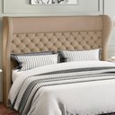 Ver imagem 2 de Cabeceira Cama Box Casal King 195 cm P05 Madrid Veludo Bege - Lyam Decor