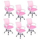 Ver mais imagens de Kit 6 Cadeiras Begônia Ergonômica Tela Mesh Apoio Lombar até 120kg Rosa