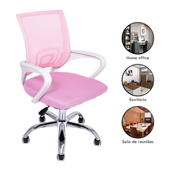 Kit 6 Cadeiras de Escritório Begonia Mesh Ergonômico Rosa - 3