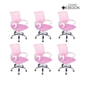 Kit 6 Cadeiras de Escritório Begonia Mesh Ergonômico Rosa + E-book - 3