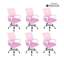 Ver imagem 3 de Kit 6 Cadeiras de Escritório Begonia Mesh Ergonômico Rosa + E-book