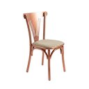 Ver imagem 2 de Cadeira de Jantar Paris Luxo Estrutura Aço Cobre Conforto para Mesa de Sala e Cozinha - Cobre/Bege