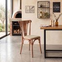 Ver imagem 4 de Cadeira de Jantar Paris Luxo Estrutura Aço Cobre Conforto para Mesa de Sala e Cozinha - Cobre/Bege