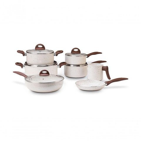 Jogo de Panelas 7 Peças Ceramic Life Vanilla - Brinox Vanilla