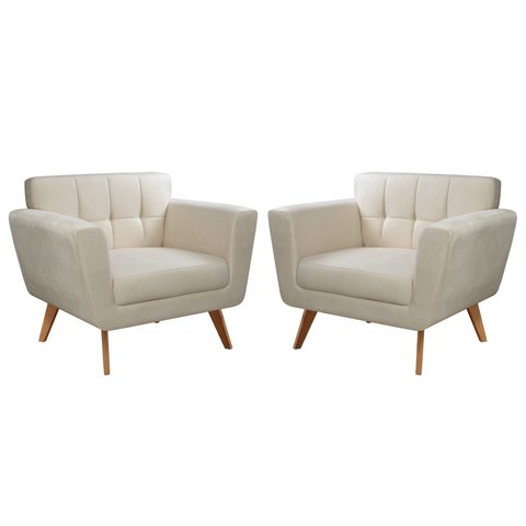 Conjunto 2 Poltronas Bruna Estilo Living Moderna Decoração Sala Recepção