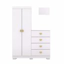 Ver imagem 1 de Cômoda Roupeiro 2 Portas 4 Gavetas Cristal - Branco - Vila Rica