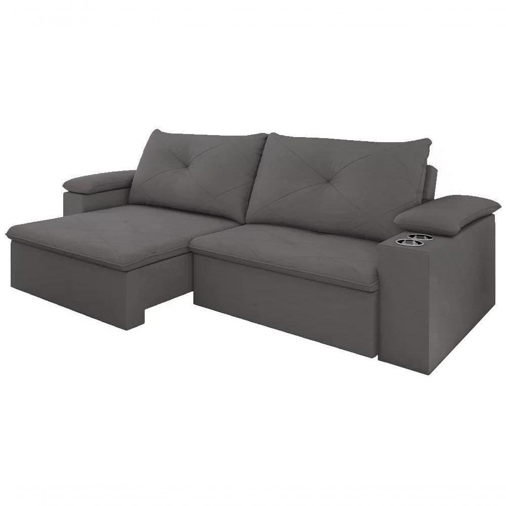 Sofa Retratil E Reclinavel 02 Lugares 170Cm Tico Suede Cinza - 1