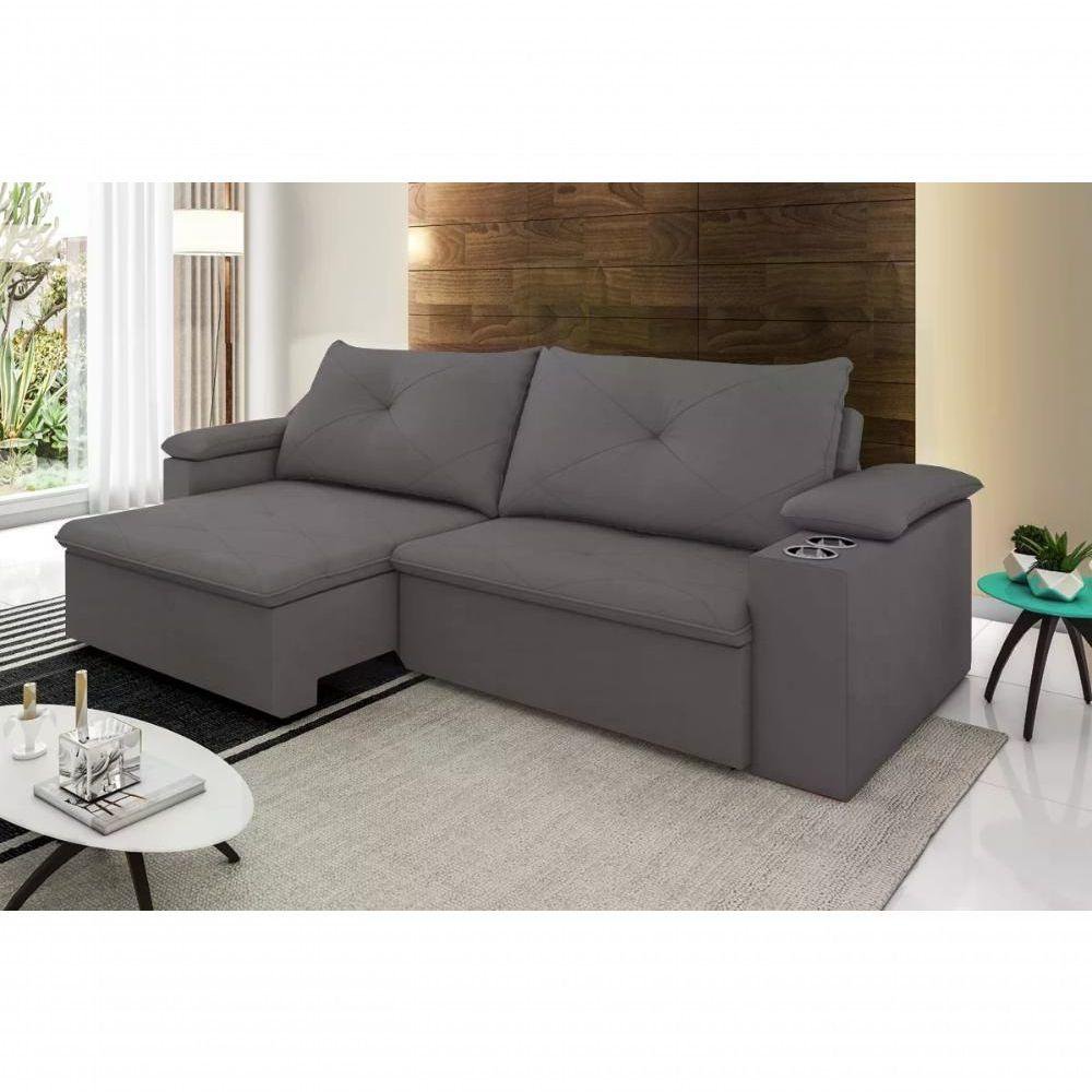 Sofa Retratil E Reclinavel 02 Lugares 170Cm Tico Suede Cinza - 7