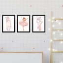 Ver imagem 2 de Kit 3 Quadros Infantis Bailarina Floral 33x24cm - com Vidro:madeira Preta