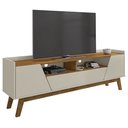 Ver imagem 1 de Rack Bancada para Tv 70 Pol Pés Retrô 180cm Flora B02 Off White/naturalle - Mpozenato
