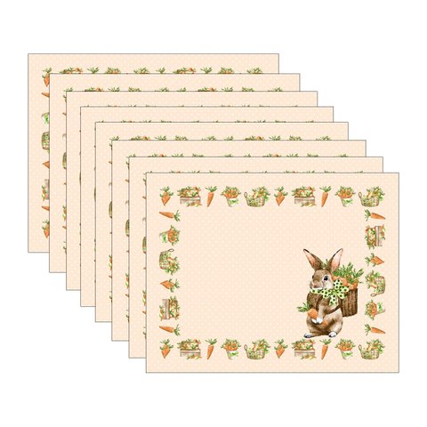 Kit Jogo Americano Páscoa Cenoura/salmão - 8 Peças