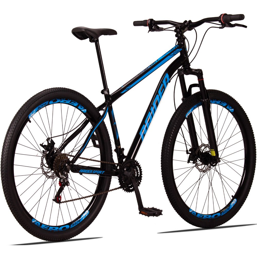 Bicicleta Sport Aro 29 Quadro 17 Aço 21v com Suspensão Freio Disco Mecânico Preto Azul - Raider - 5