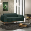 Ver imagem 2 de Sofá 3 Lugares para Sala de Estar Molino 180 Cm D02 Pés D'ouro Linho Verde Musgo C-117 - Lyam