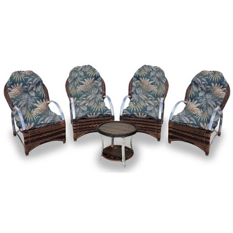 Conjunto de Poltronas Fibra Sintética Paris Alumínio - 4 Poltronas + 1 Mesa Centro - Tecido Palmares