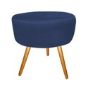 Ver imagem 5 de Kit Namoradeira + 1 Poltrona Decorativa Nina + Puff Redondo Suede Azul Marinho Pés Madeira Mz Decor