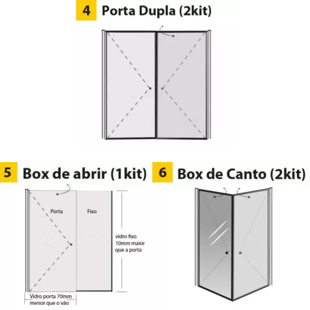 Kit Box Certo Branco - 2,20 de Altura - Original Ideia Glass - 3