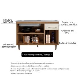 Balcão Gabinete para Pia sem Tampo 118cm França Ll Mel Areia - Saga Decor - 3
