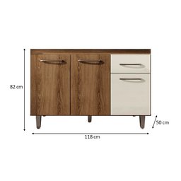 Balcão Gabinete para Pia sem Tampo 118cm França Ll Mel Areia - Saga Decor - 4