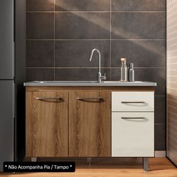 Balcão Gabinete para Pia sem Tampo 118cm França Ll Mel Areia - Saga Decor - 2