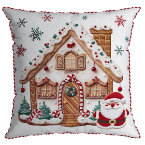 Almofada Cheia Natalina Casa de Doces do Papai Noel 43cmx43cm