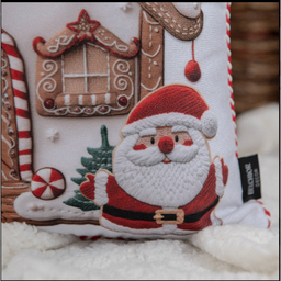 Almofada Cheia Natalina Casa de Doces do Papai Noel 43cmx43cm - 3