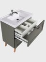 Ver mais imagens de Gabinete para Banheiro com Cuba e Espelho Organico 60cm Retro Mdf Verde Milano - On Móveis