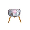Ver imagem 3 de Kit 2 Poltronas Decorativa Nina + Puff Redondo Suede Triângulo Rosa Pés Madeira Ms Decor