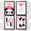 Ver imagem 1 de Kit com 4 Quadros Decorativos - Panda:preta