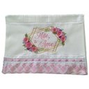 Ver imagem 1 de Toalha Bordada de Mão Lavabo com Flores em Relevo Mãe Te Amo. Cor: Branco. Marca: Dohler Artesanalle