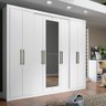 Guarda-Roupa Casal 8 Portas 4 Gavetas Espelho Branco Carraro - 1