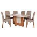 Ver imagem 1 de Conjunto de Mesa de Jantar Tampo de Vidro Off White Louise 1,60 com e 6 Cadeiras Fernanda Cinamomo/