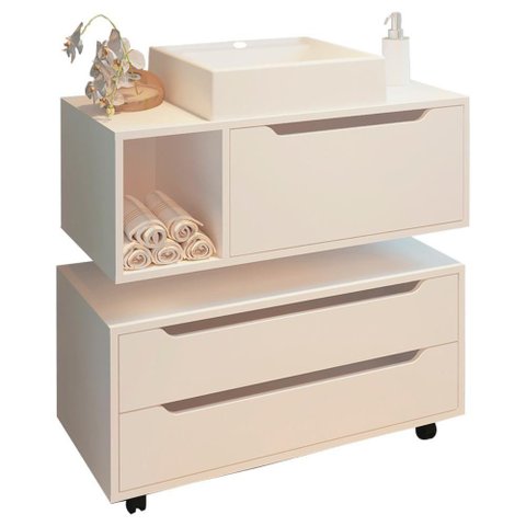 Conjunto 3 Peças para Banheiro Bn3600x43x44 Branco Tecno Mobili Branco