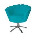 Ver imagem 1 de Conjunto 2 Poltronas Estofada Com Base Giratória de Metal Pétala Suede Azul Turquesa - LM DECOR