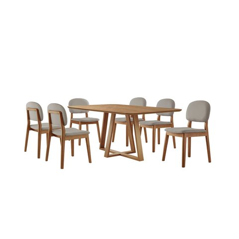 Conjunto Sala de Jantar Mesa Florença 160x90cm Tampo Retângular Laminado Mel com 6 Cadeiras Évora -