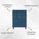 Ver imagem 4 de Cabeceira Decorativa Florem para Cama de Solteiro 90 Cm Suede Azul-marinho, Suede